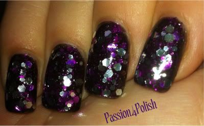 Kleancolor Chunky Silver, Born to the Purple over Revlon Facets of Fuschia