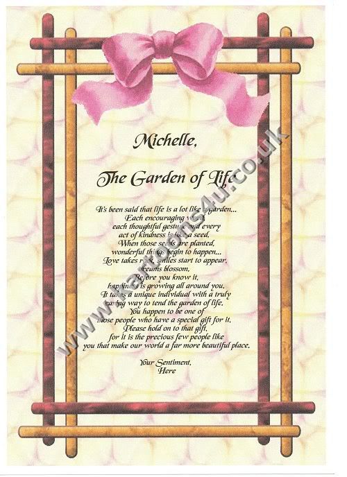 your poem will be printed on a4 card and laminated with