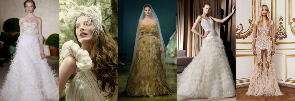 feather bridal dresses