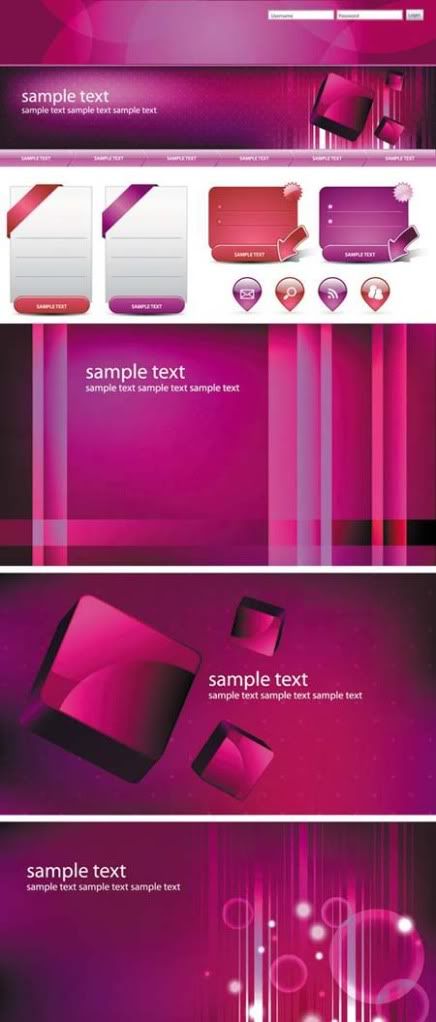 Stock vector - Pink Website Elements