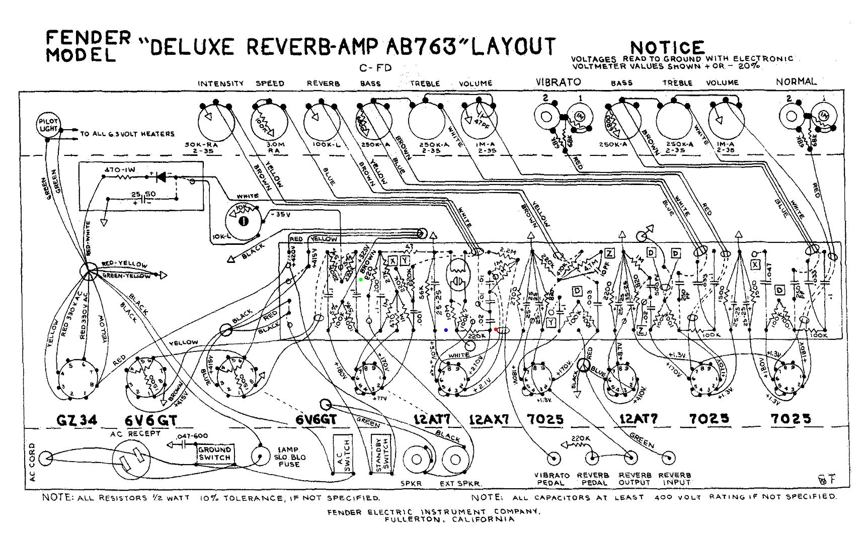 Fender Vibroverb Reissue Schematic