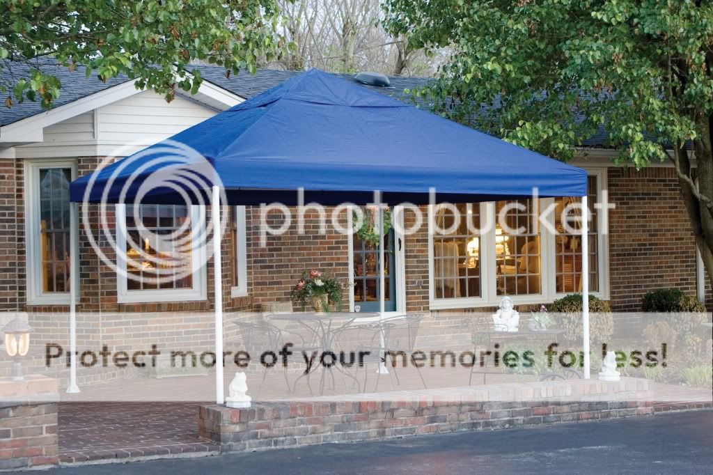 12x12 CANOPY DECORATIVE CANOPY WITH BLUE VALANCE TARP COVER  