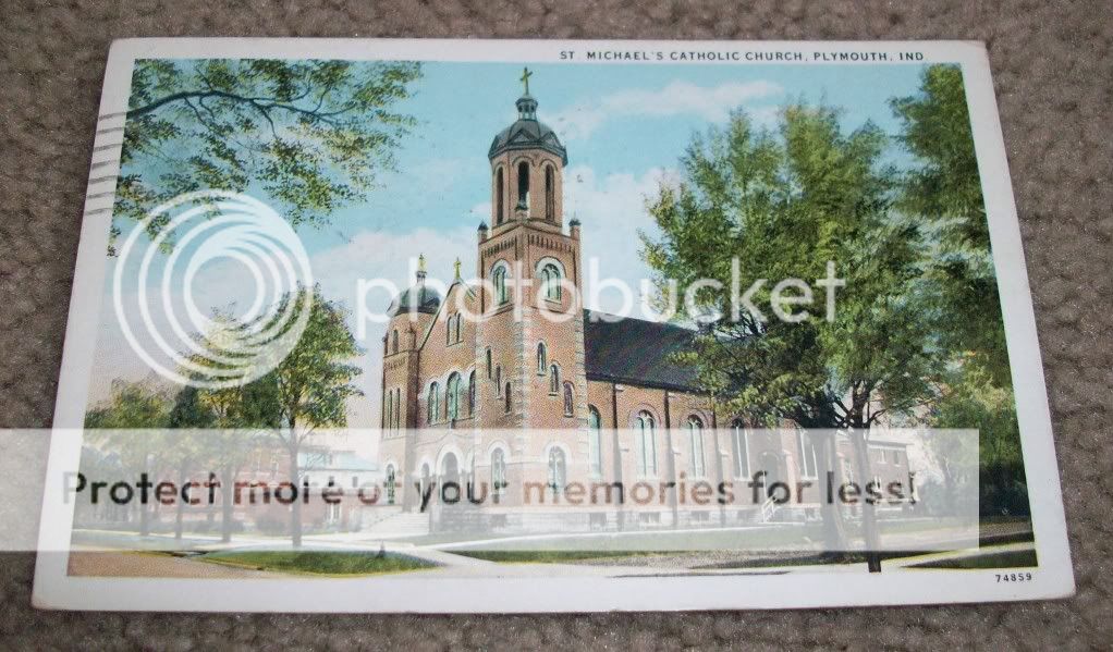 1932 Plymouth in St Michaels Catholic Church Postcard