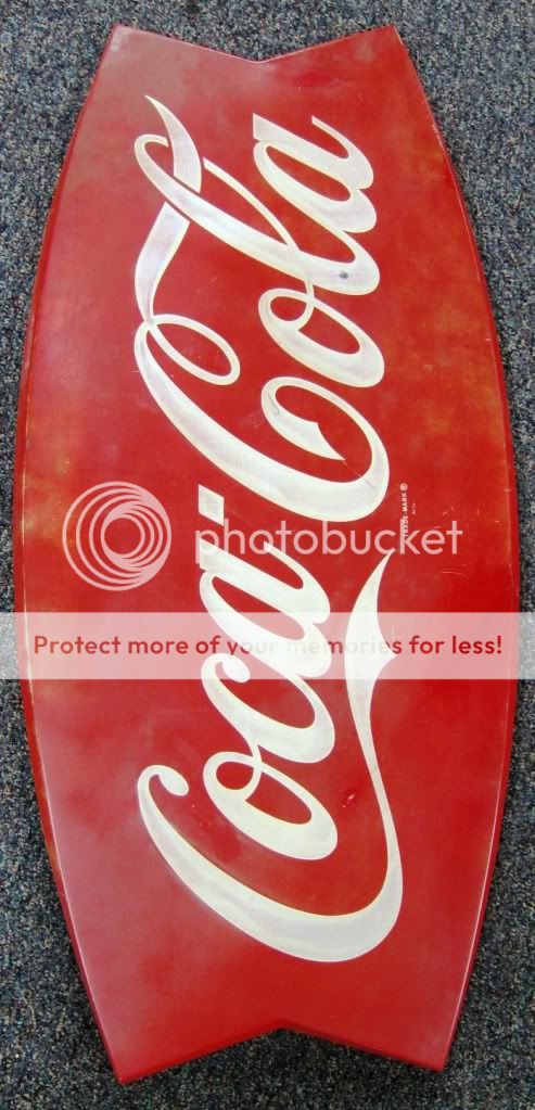 old 42 COCA COLA Fish Tail Coke metal Sign A M 34 patina VINTAGE 